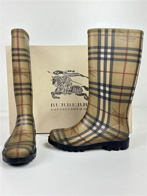 tradesy burberry rain boots|burberry haymarket rain boots.